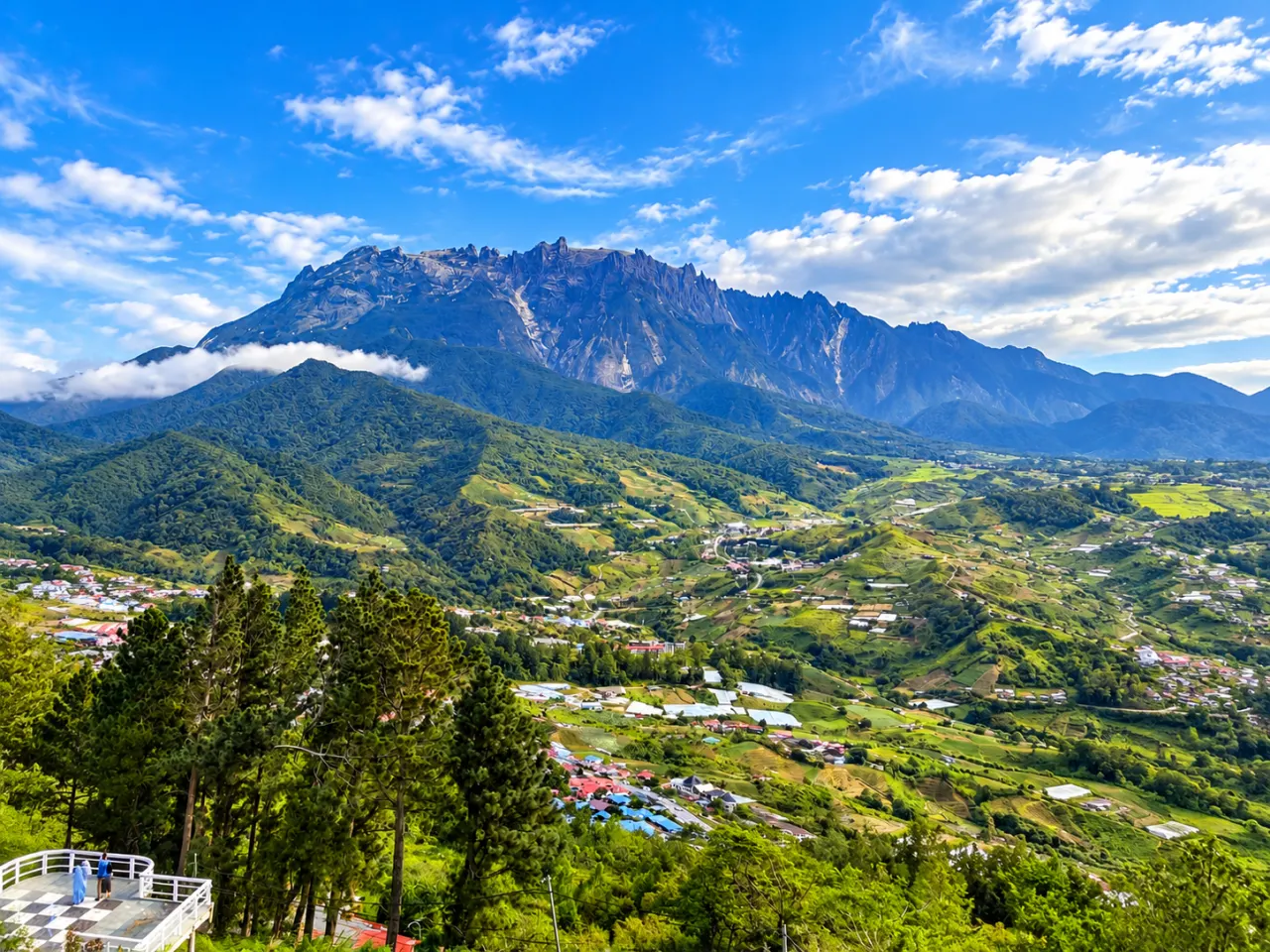 Mount Kinabalu above the valley